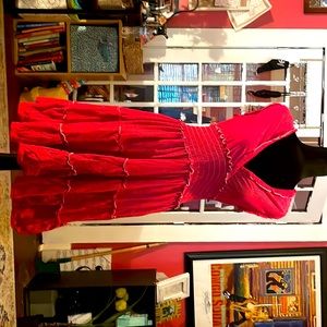 Red with white stripes summer casual dress